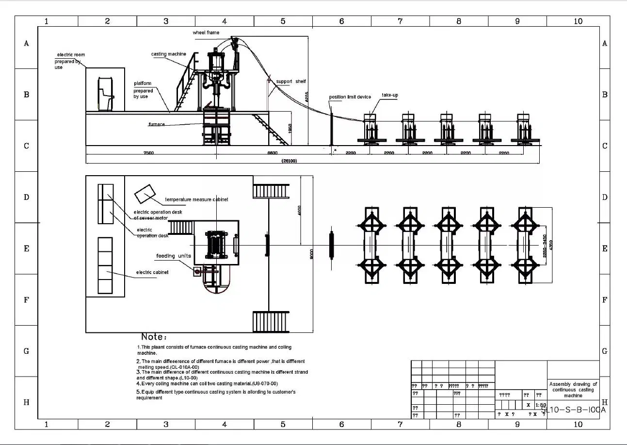8mm Copper Continuous Casting Machine 2400mm/min For Cable 1.5 2.5 0